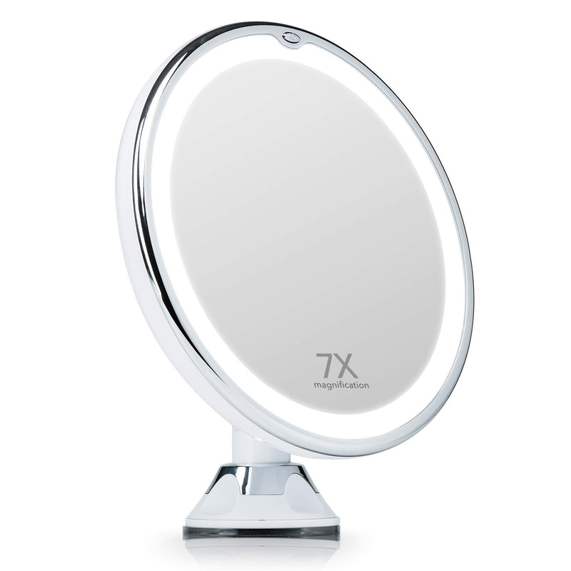 [Australia] - Fancii 7X Magnifying Lighted Vanity Makeup Mirror with 20 Natural LED Ring Lights, Locking Suction Cup, Cordless Travel Cosmetic Mirror - Maya 7 