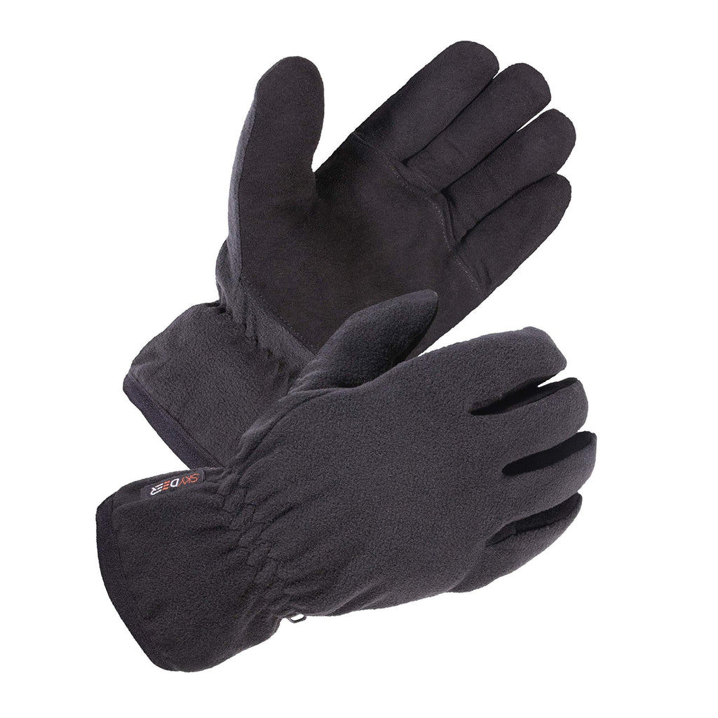 [Australia] - SKYDEER Winter Gloves with Premium Genuine Deerskin Suede Leather and Windproof Polar Fleece (Unisex SD8661T/S, Warm 3M Thinsulate Insulation) Small Black 