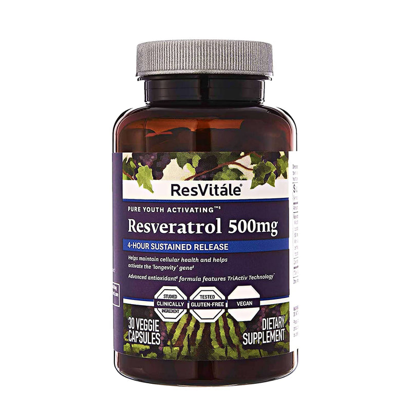 [Australia] - ResVitale Resveratrol 500mg - Anti Aging Skin Care Antioxidants Supplement for Heart Health & Daily Immune Support - Natural Trans Resveratrol Supplement with Grape Extract & Quercetin, 30 Veggie Caps 
