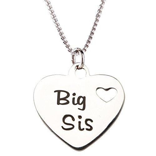 [Australia] - Girl's Sterling Silver"Lil Sis" or"Big Sis" Charm Necklace Big Sis 16-18 Inch (Adjustable) 