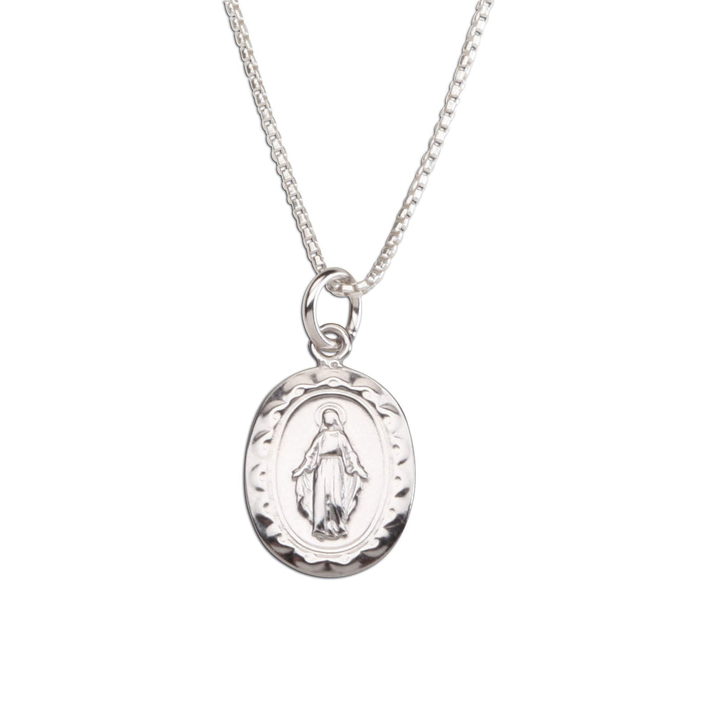 [Australia] - Girl's Sterling Silver Miraculous Medal Charm Necklace 16-18 Inch (Adjustable) 