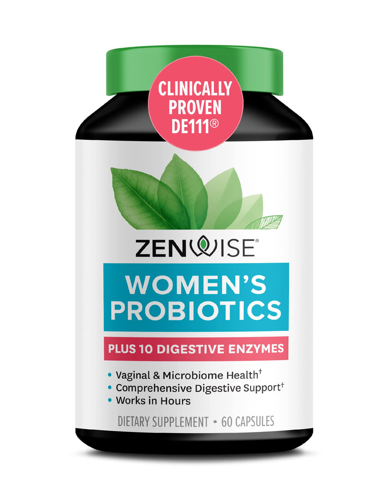 [Australia] - Zenwise Probiotics for Women – Probiotics + Digestive Enzymes for Vaginal Health, Daily Bloating Relief, and Gut Flora Health. Reliably Alive Probiotics for Digestive Health Wellness - 60 Count 60 Capsules 