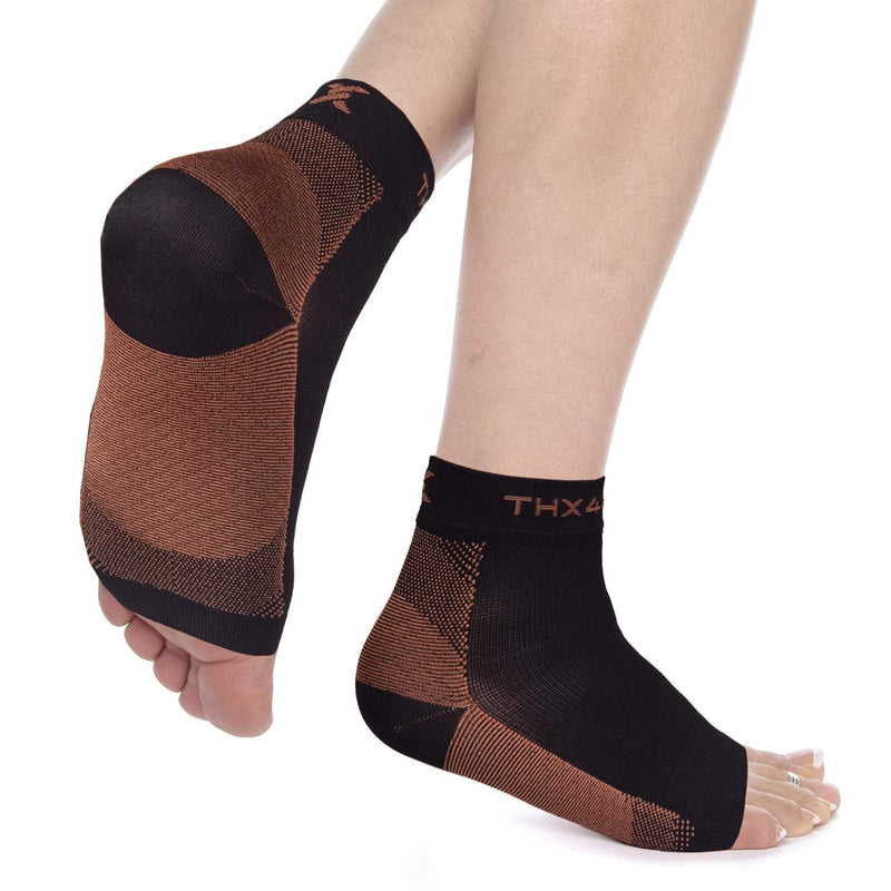[Australia] - Thx4 Copper Compression Recovery Foot Sleeves for Men & Women, Copper Infused Plantar Fasciitis Socks for Arch Pain, Reduce Swelling & Heel Spurs, Ankle Sleeve with Arch Support-Large Large (1 Pair) 