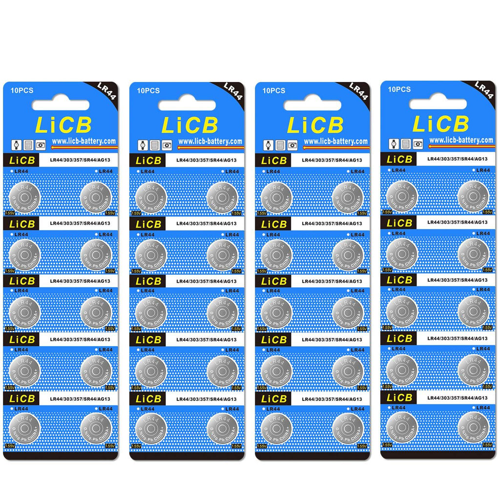 [Australia] - LiCB 40 Pack LR44 AG13 357 303 SR44 Batteries 1.5V Button Coin Cell Battery 
