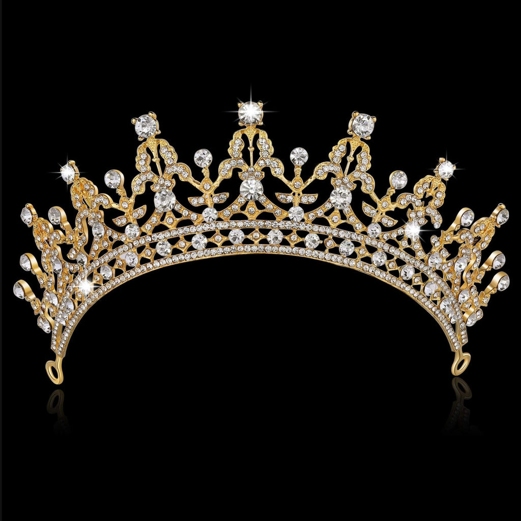 [Australia] - BABEYOND Crystal Queen Tiara Crown Rhinestones Pageant Quinceanera Crown Prom Princess Tiara Crown Bridal Wedding Crown Tiara Headband (Gold) Gold 