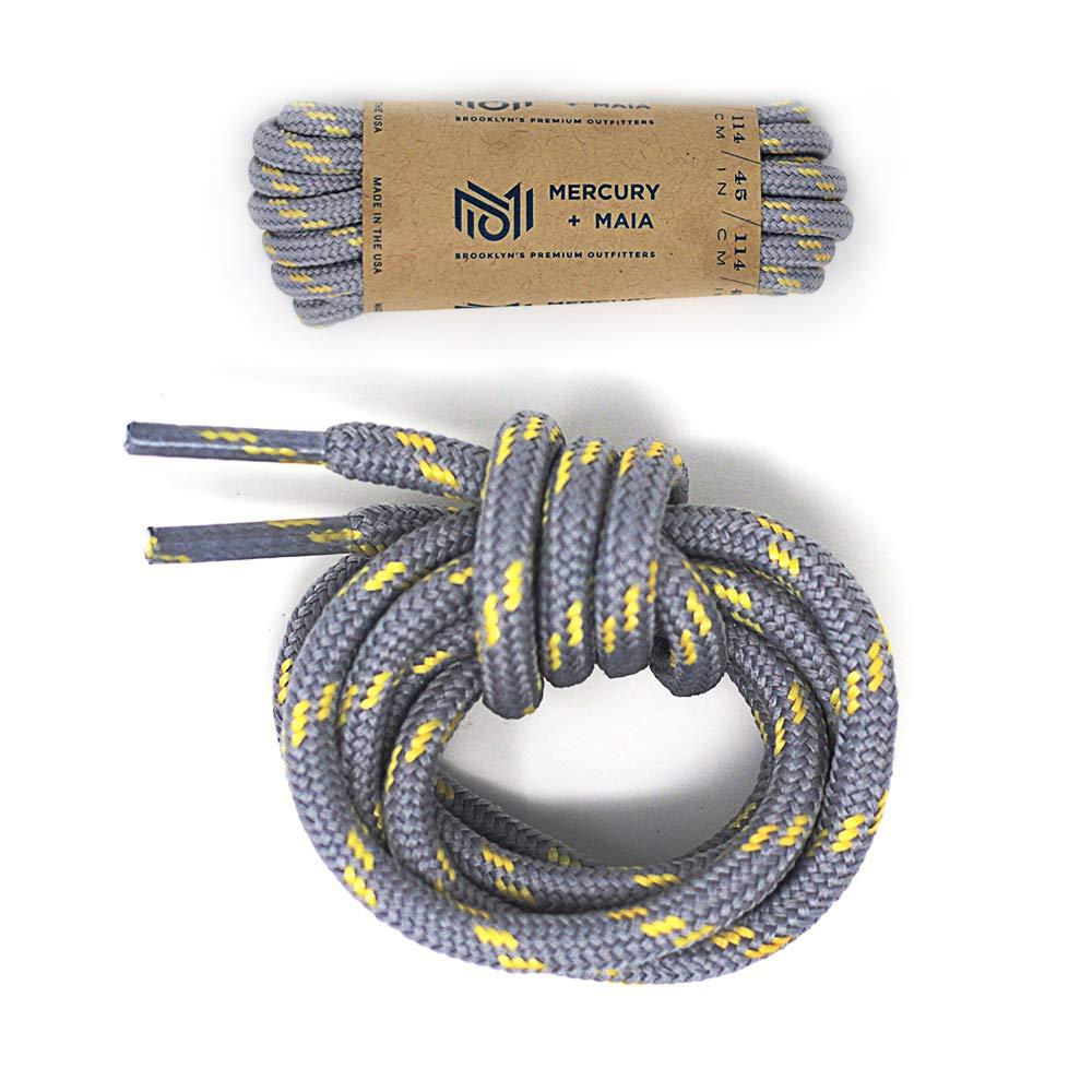 [Australia] - Honey Badger Work Boot Laces Heavy Duty W/Kevlar - USA Made Round Shoelaces for Boots 45 inches (2 pairs) Gray and Natural 