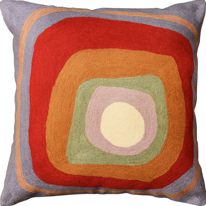 [Australia] - Kashmir Designs Kandinsky Modern Pillow Cover - Ruby IV | Abstract Pillow | Modern Farmhouse Pillow| Contemporary Pillows | Modern Chair Pillows | Mid Century Chair Cushion | Handmade Wool Size 18x18 Ruby Square Iv 