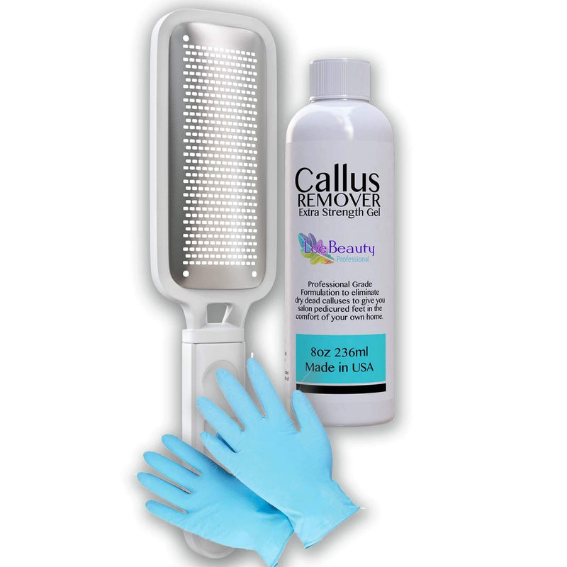 [Australia] - 8oz Callus Remover Gel and Foot File/Foot Rasp Spa Kit. Professional Foot Care for dry, cracked heels. Soak in foot spa then apply callus gel to feet, and use foot scraper to peel off dead skin. 