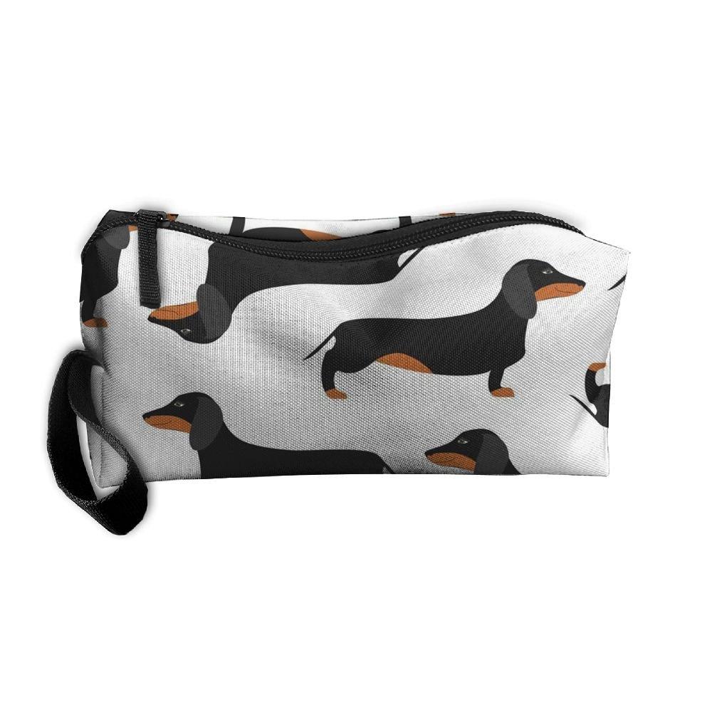 [Australia] - Styleforyou Travel Makeup White Dachshund Dog Cosmetic Pouch Makeup Travel Bag Purse for Women Or Girls 