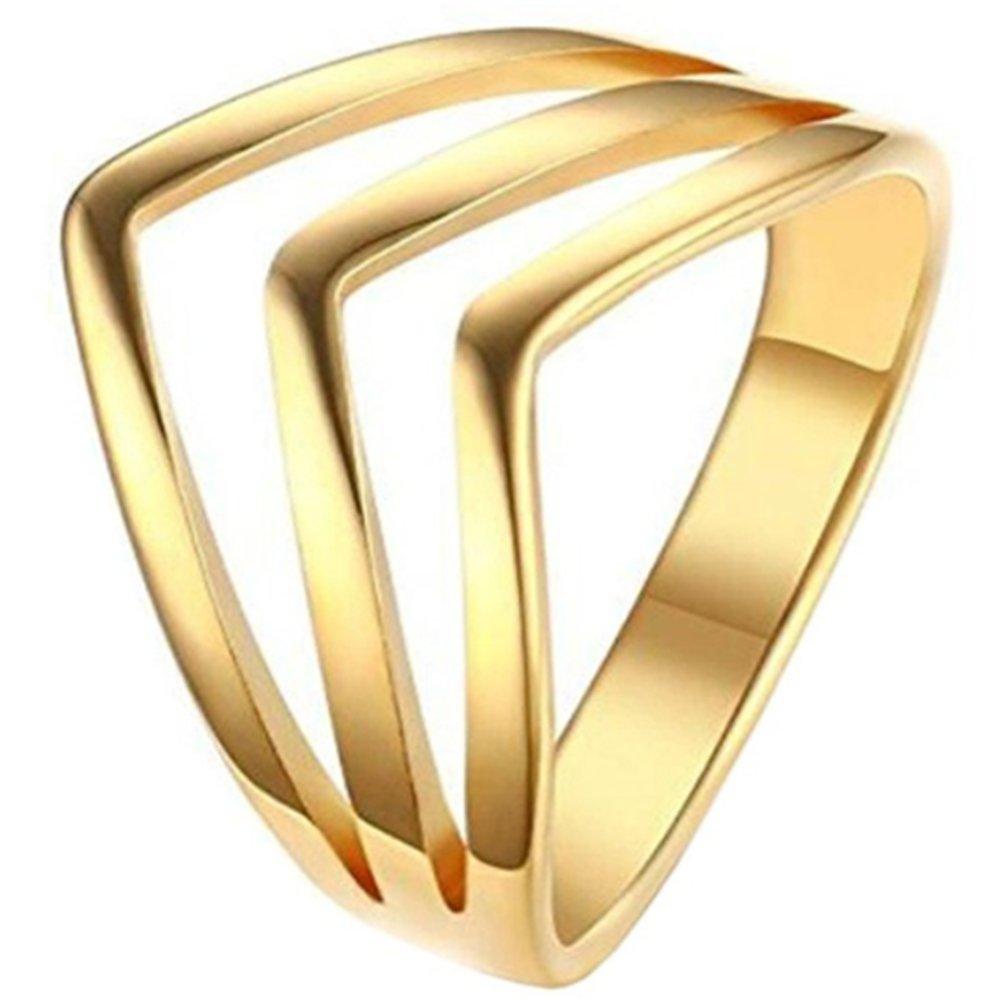 [Australia] - 316L Stainless Steel Rose Gold Statement Pointed Chevron Ring 4 