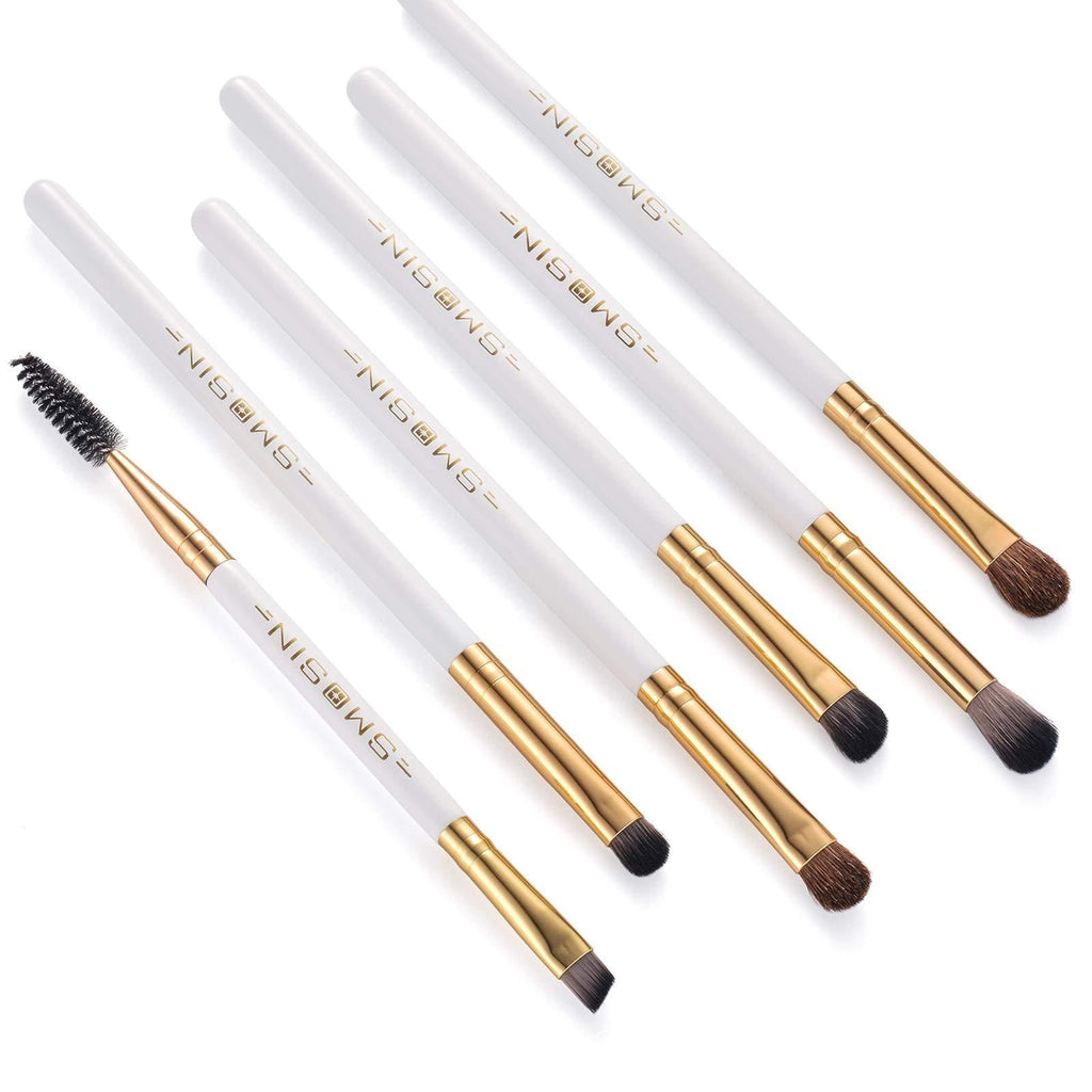 [Australia] - Eyebrow Brush Set, SMOSIN 6 Pieces Eyeshadow Brush Professional Eye Brow Brushes Kit, Portable Blending Brushes White 