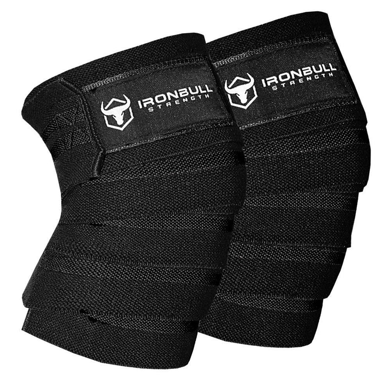 [Australia] - Knee Wraps (1 Pair) - 80" Elastic Knee and Elbow Support & Compression - For Weightlifting, Powerlifting, Fitness, WODs & Gym Workout - Knee Straps for Squats Black 