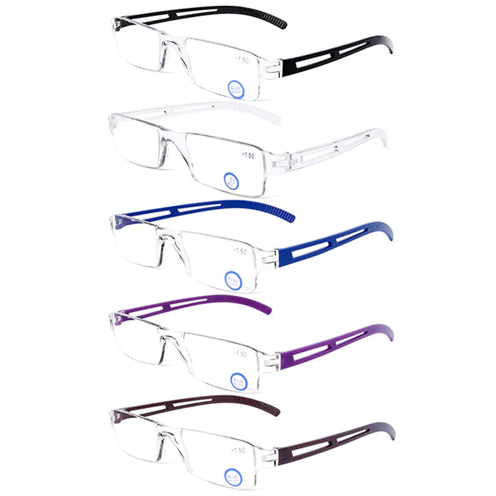 [Australia] - DOOViC 5 Pack Blue Light Blocking Reading Glasses Computer Readers Anti Eyestrain 3.0 5 Colors 3.0 x 