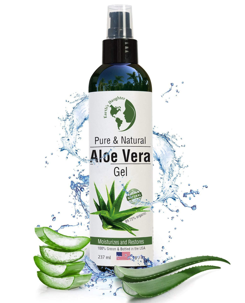 [Australia] - Organic Aloe Vera Gel from 100% Pure and Natural Cold Pressed Aloe - Great for Face - Hair - Acne - Sunburn - Bug Bites - Rashes - Eczema - 8 oz. 