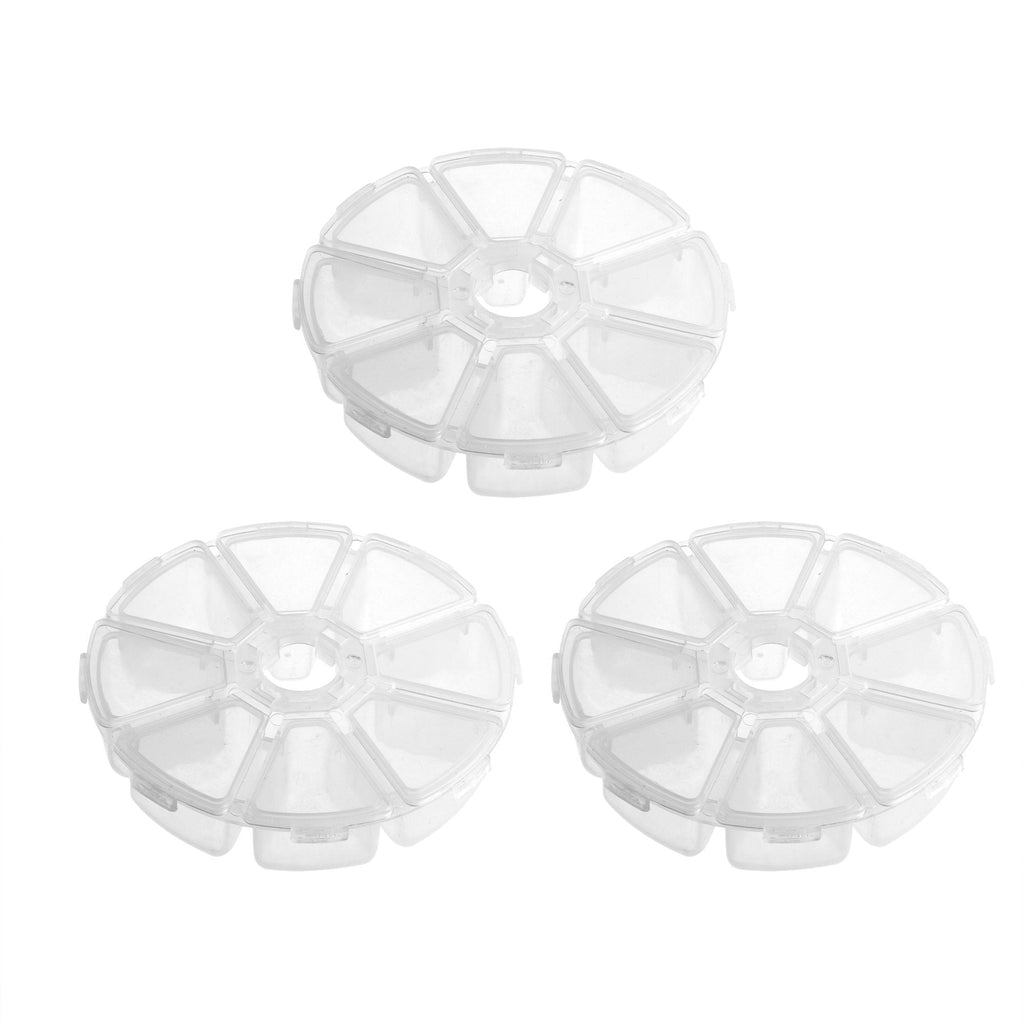 [Australia] - COSMOS 3 Pcs Clear 8 Compartment Round Jewelry Bead Storage Organizer Display Containers Case Box 