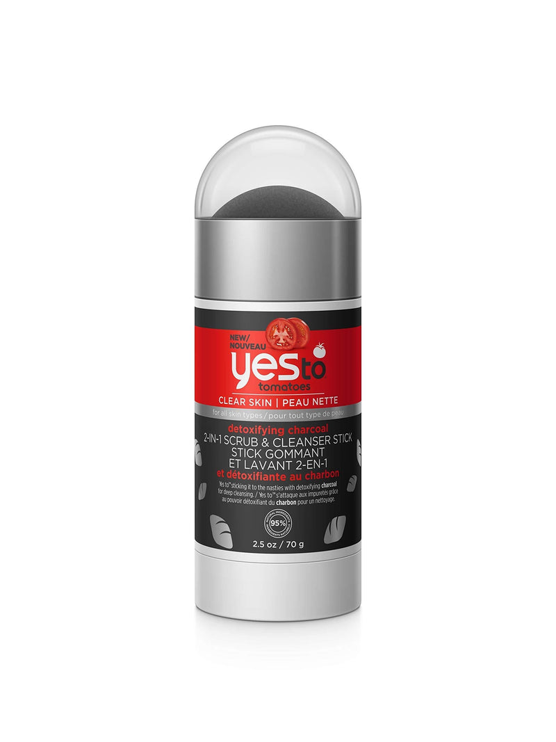 [Australia] - Yes To Tomatoes Detoxifying Charcoal 2 in 1 Face Scrub and Facial Cleanser Stick, 2.5 Ounce, 1022631 Charcoal for All Skin Types 