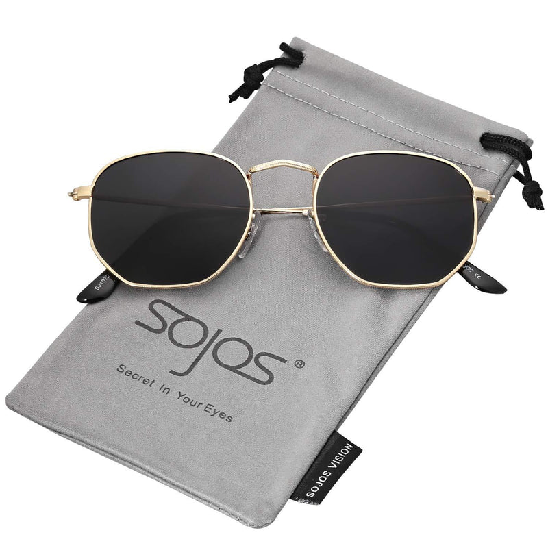 [Australia] - SOJOS Small Square Polarized Sunglasses for Men and Women Polygon Mirrored Lens SJ1072 Black 