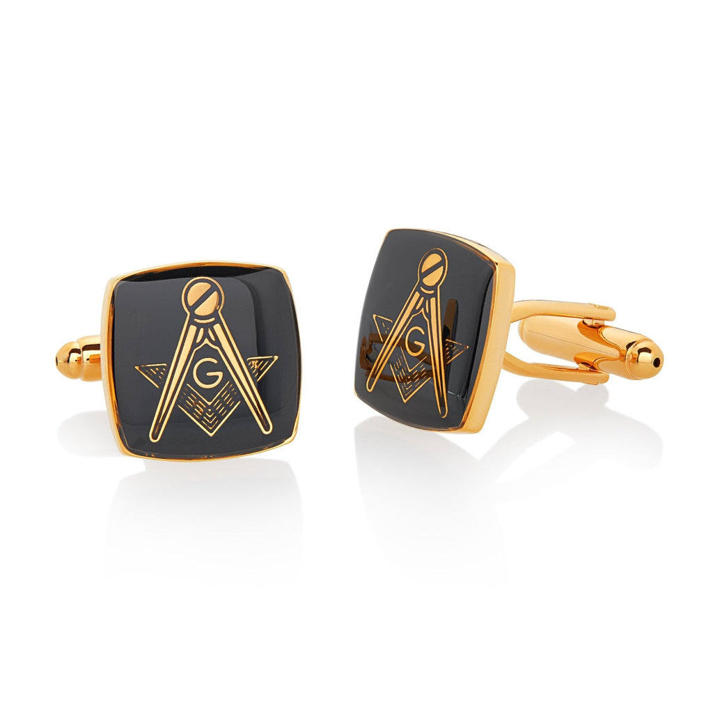 [Australia] - West Coast Jewelry | Crucible Men's Gold Tone High Polished Masonic Cuff Links 