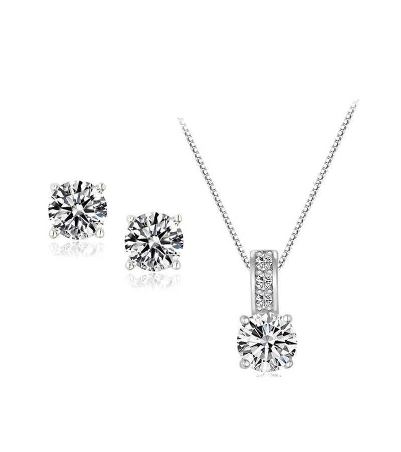 [Australia] - UDORA Cubic Zirconia Necklace Earrings Jewelry Set for Bridal Bridesmaid Wedding Party Prom J01 