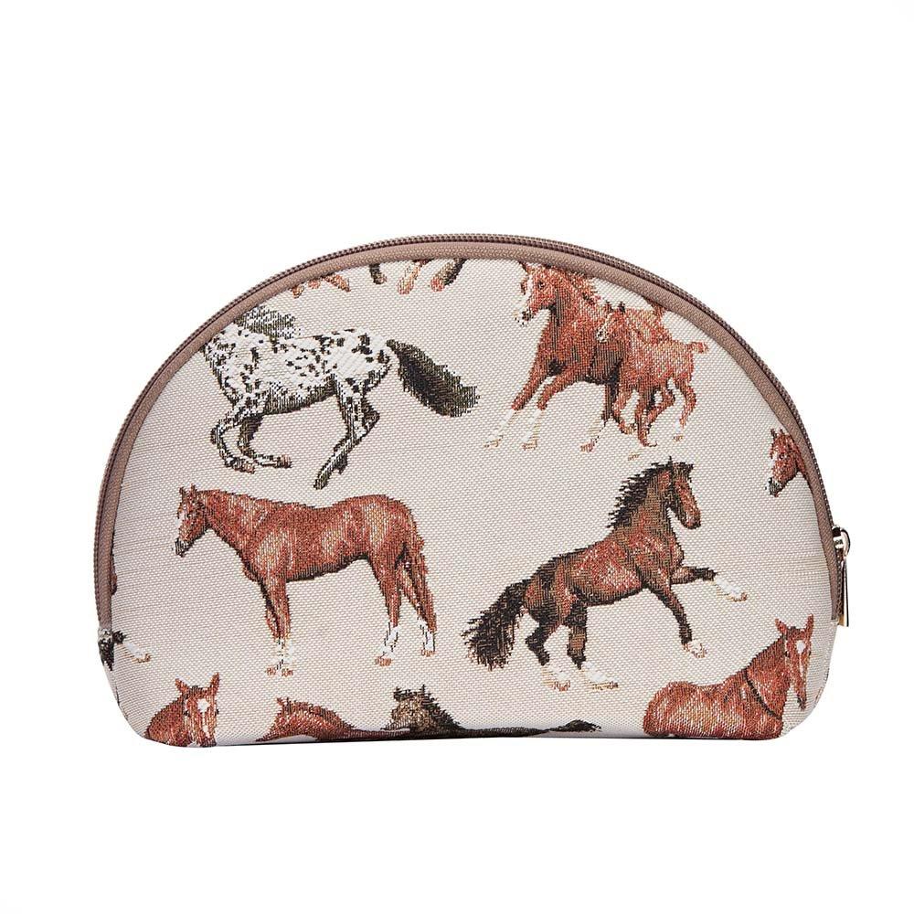 [Australia] - Signare Tapestry cosmetic bag makeup bag for Women with Running Horse Design (COSM-RHOR) 