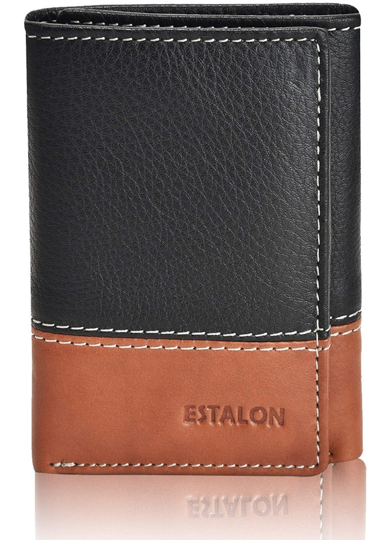 [Australia] - Real Leather Wallets for Men - RFID Blocking Slim Trifold Wallet with Card Slots Charcoal/Sierra 