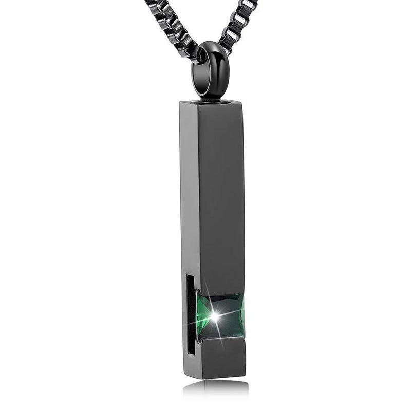 [Australia] - XSMZB Crystal Cremation Urn Jewelry Cube Memorial Ashes Necklace Pendant Keepsake- Black Birthstone Series Green 