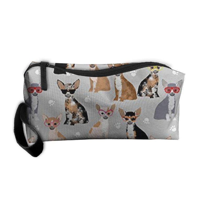 [Australia] - Styleforyou Travel Makeup Chihuahua Dog Glasses Cosmetic Pouch Makeup Travel Bag Purse for Women Or Girls 