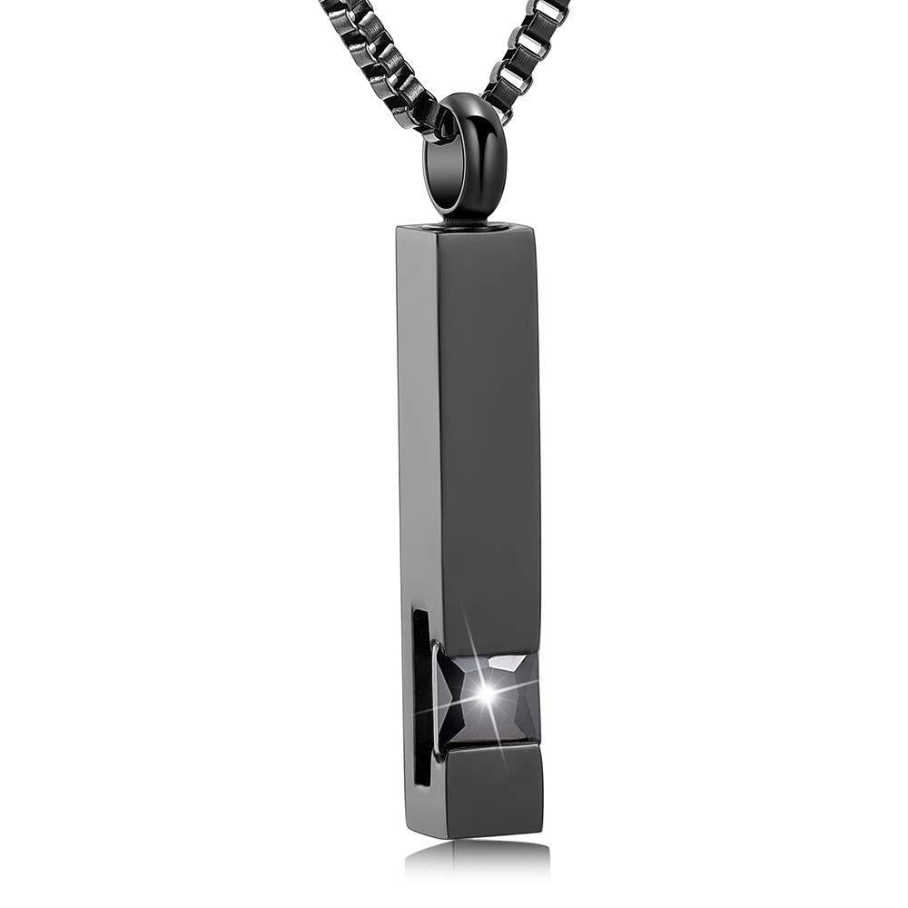 [Australia] - XSMZB Crystal Cremation Urn Jewelry Cube Memorial Ashes Necklace Pendant Keepsake- Black Birthstone Series 