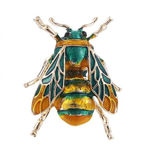 [Australia] - Reizteko Fashion Natural Insect Animal Enamel Brooches Bee Bumble Bee Spider Alloy Pins Vintage Jewelry Green 