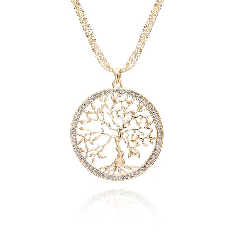 [Australia] - Ouran Necklace for Women,Celtic Tree of Life Pendant Necklace with CZ Crystal Girls Long Chain Necklace Gold Plated 