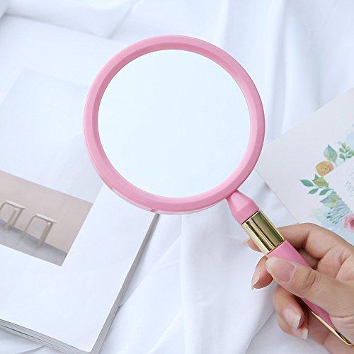 [Australia] - Handheld Mirror with Handle,Handheld Double Sided Mirror Excellent 3X Magnification on 1 Side and Regular on The Other Side (Two-Sided Pink, Circular Magnifying Glass) Two-sided Pink 