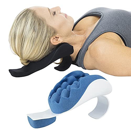 [Australia] - Vive Neck and Shoulder Relaxer - Chiropractic and Stretcher Support Pillow - Cervical Spine Traction Device, Neckbone Muscle Tension Reliever - Pressure Relief, Stiff Chronic Pain, Disc Alignment Black 