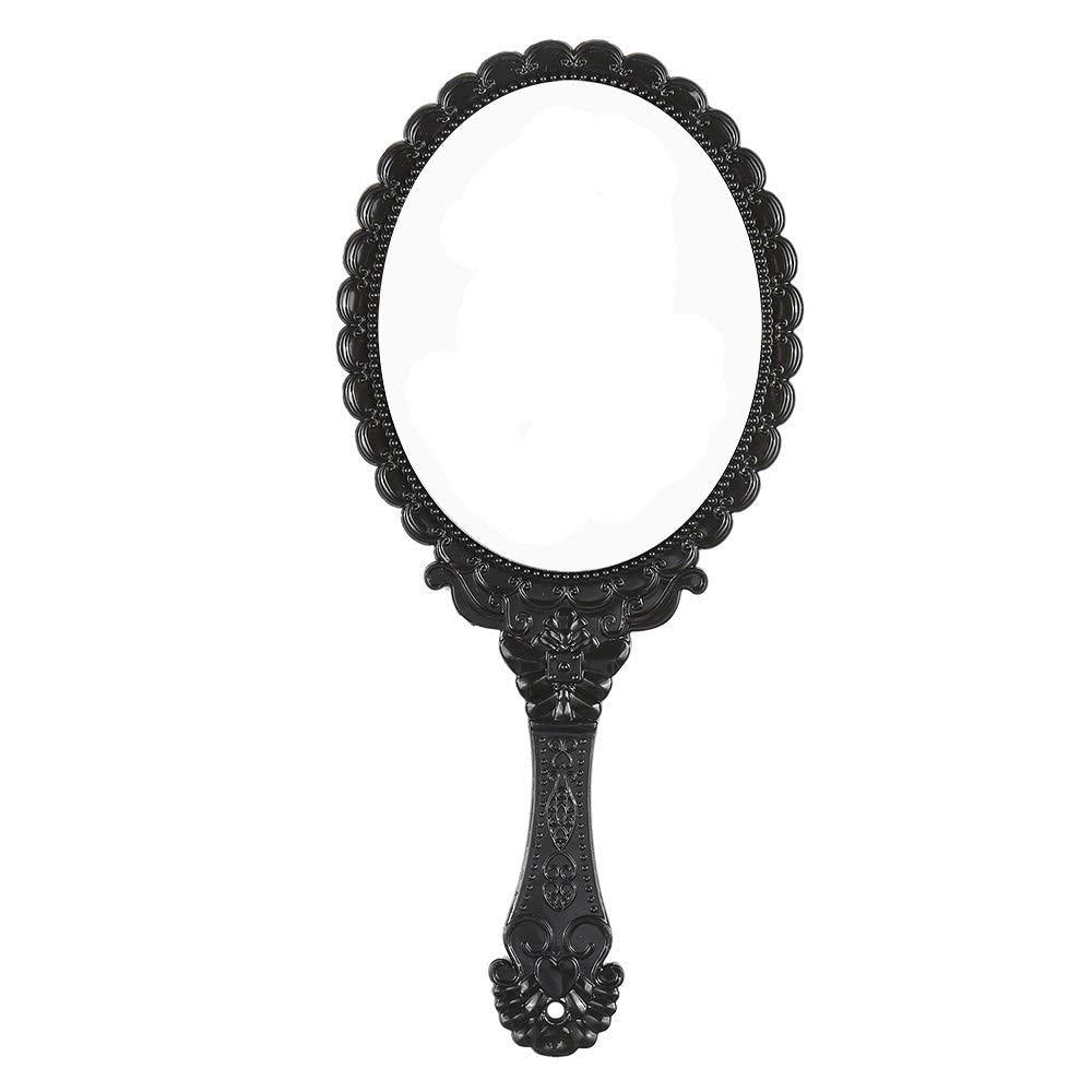 [Australia] - XPXKJ Hand Mirror Vintage Handheld Mirror with Handle Vanity Makeup Mirror Travel Mirrors (Black, Oval) Black 
