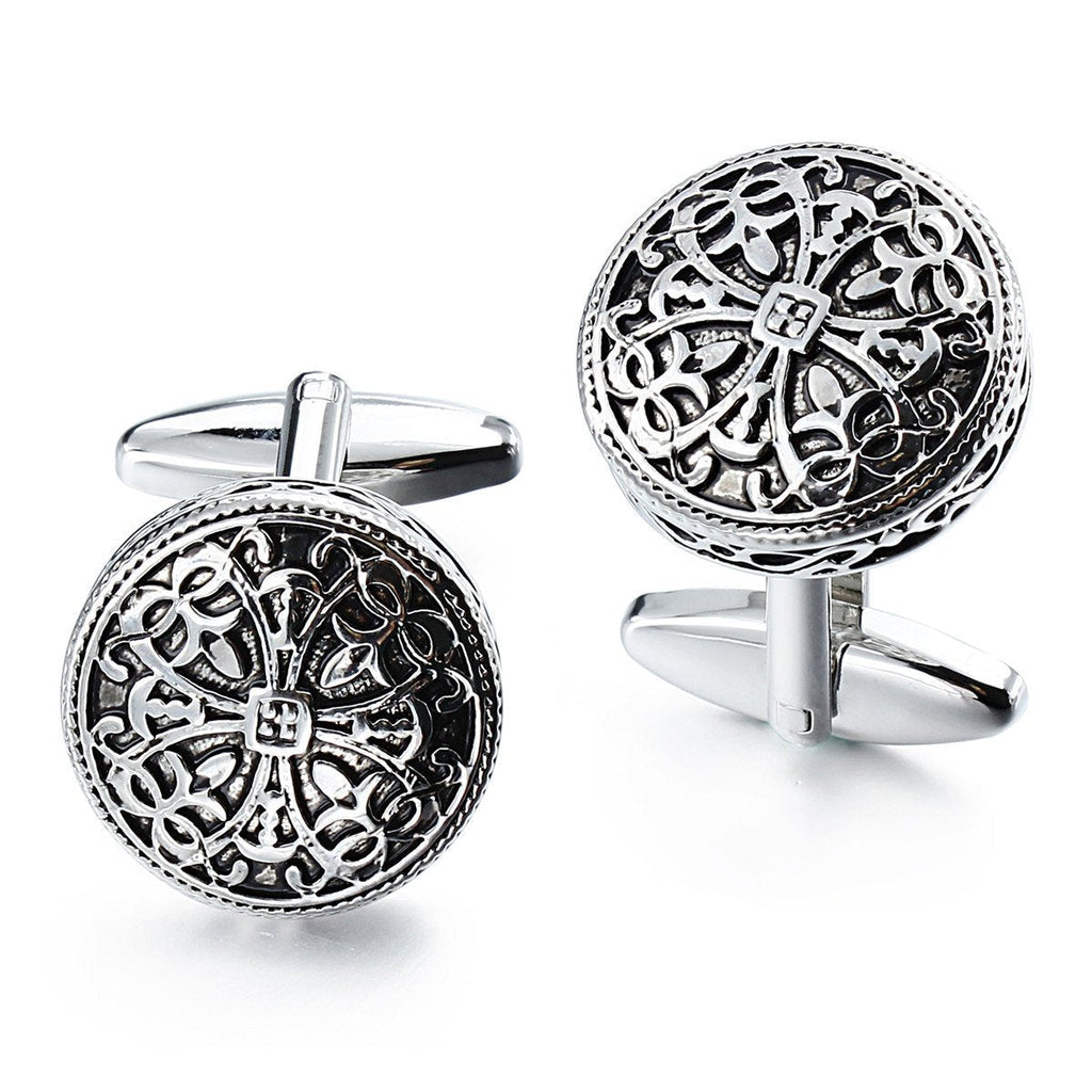 [Australia] - HAWSON Vintage Cufflinks and Tuxedo Shirt Studs for Men Retro Flower Pattern - Best Wedding Business Gifts for Men with Box 