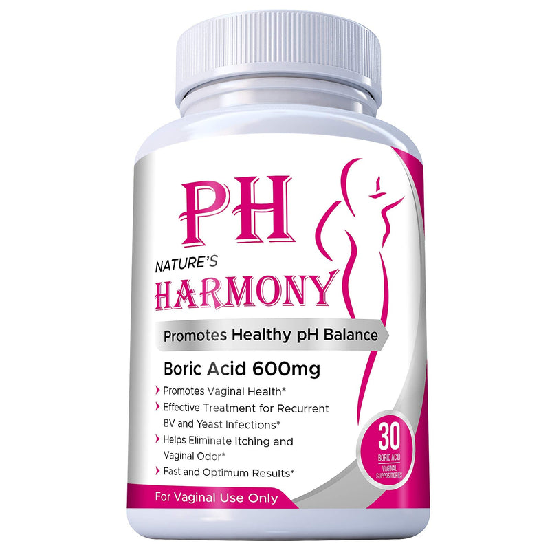 [Australia] - PURE PLANT HOME Boric Acid Suppositories Nature's Harmony 30 Count 600 mg 100% Pure Made in USA 