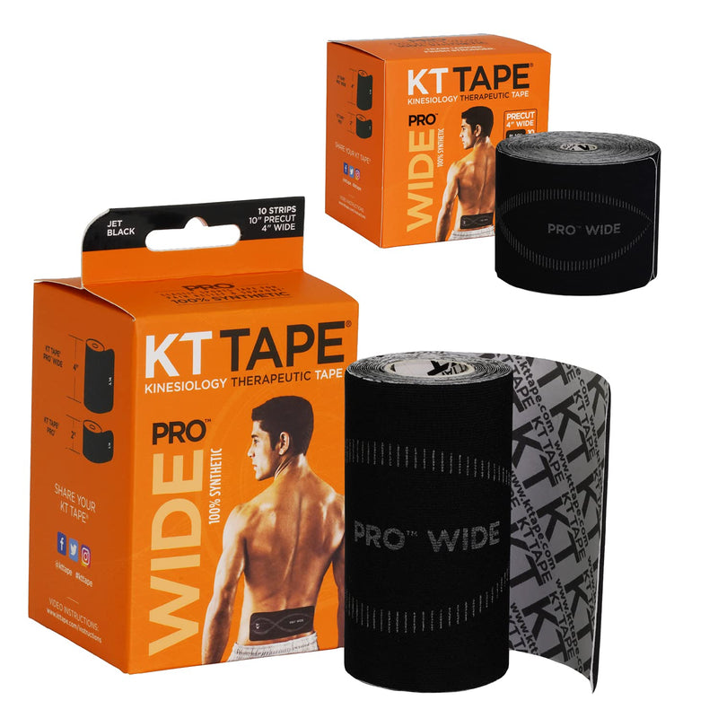 [Australia] - KT Tape Pro Wide, Precut Strip(10 Each), Black, 10 Inch (Pack of 10) 
