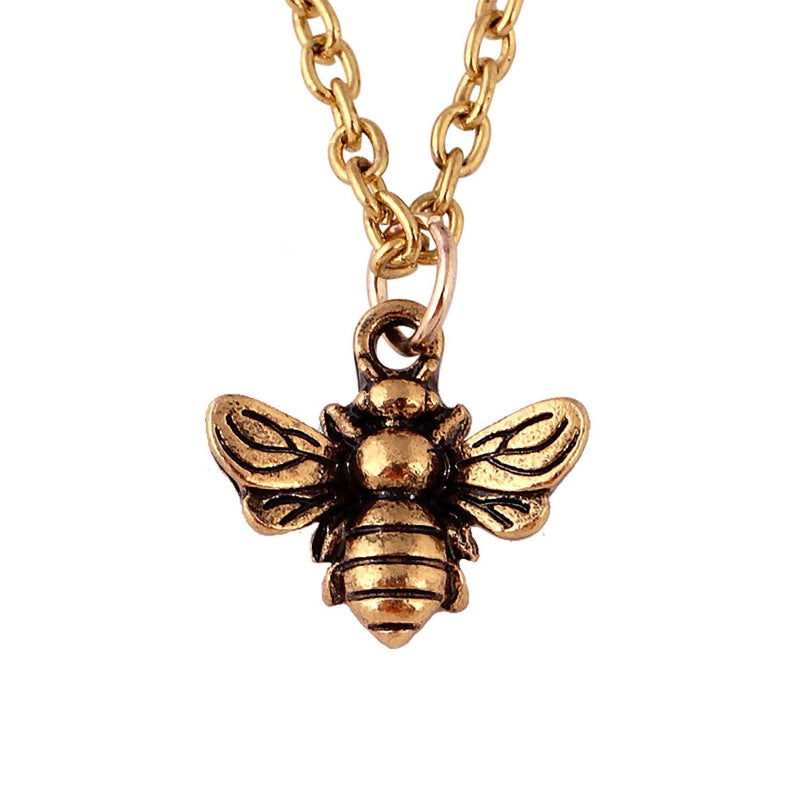 [Australia] - WUSUANED Vintage Minial Honeybee Bumblebee Necklace Insect Jewelry for Women Girl bee necklace antique gold 