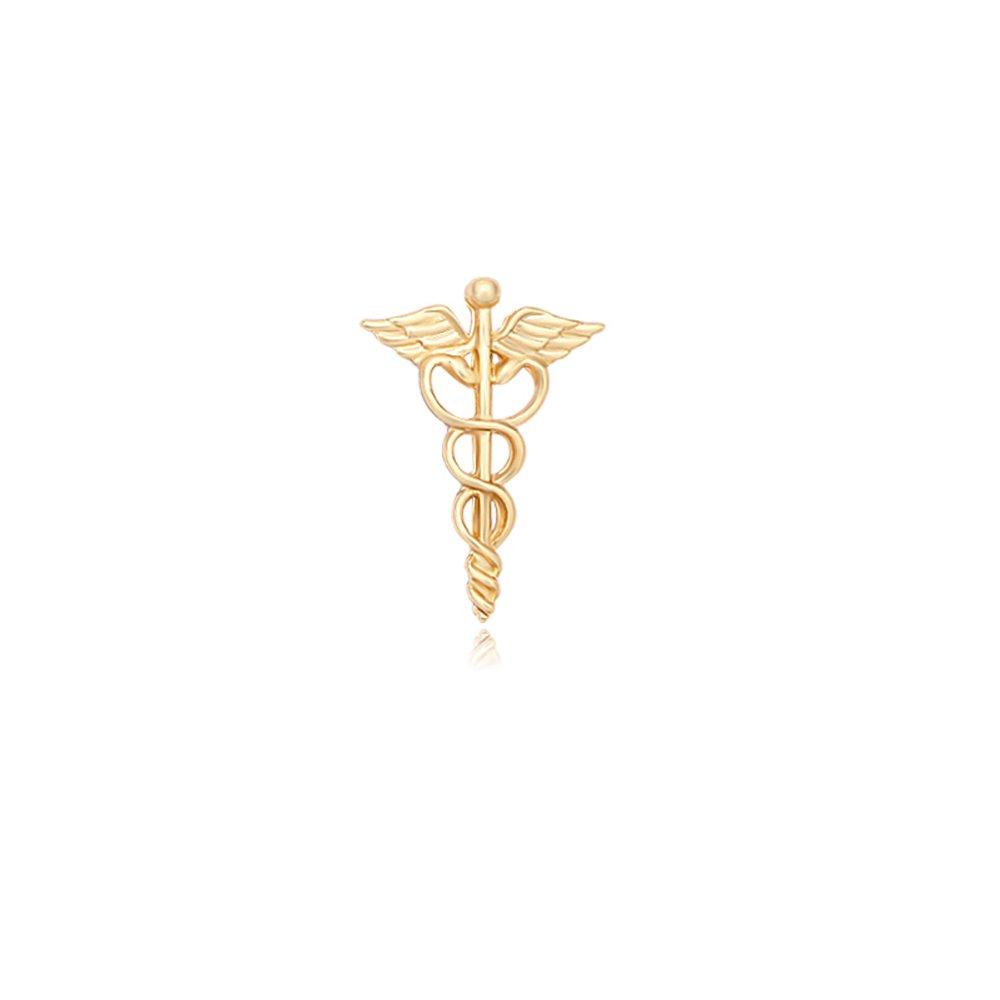 [Australia] - MANZHEN Caduceus Brooch Pins Doctor Nurse Gift Brooches gold 