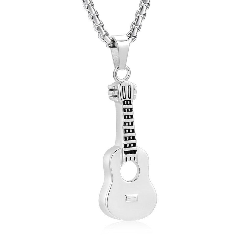 [Australia] - Stainless Steel Guitar Cremation Pendants Ashes Holder Memorial Urn Necklace + Box+Chain+Fill Kits 