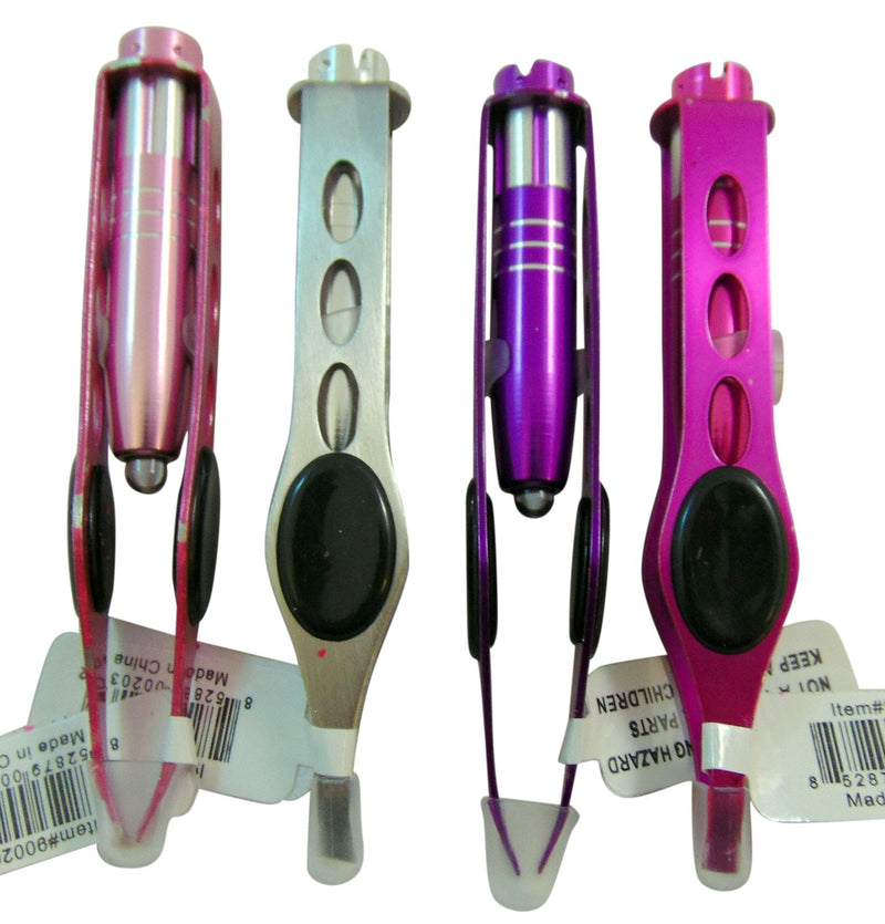 [Australia] - Light Up Tweezers Set Hair or Splinter Removal Tweezer Pack of 4 in Assorted Colors 