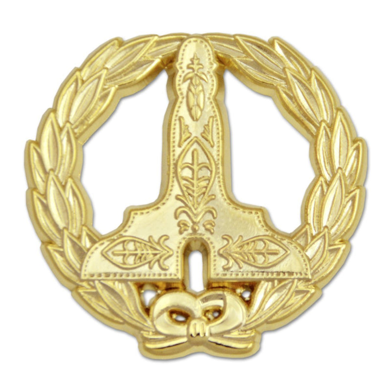 [Australia] - Wreathed Senior Warden Level Masonic Lapel Pin - [Gold][1 1/4'' Diameter] 