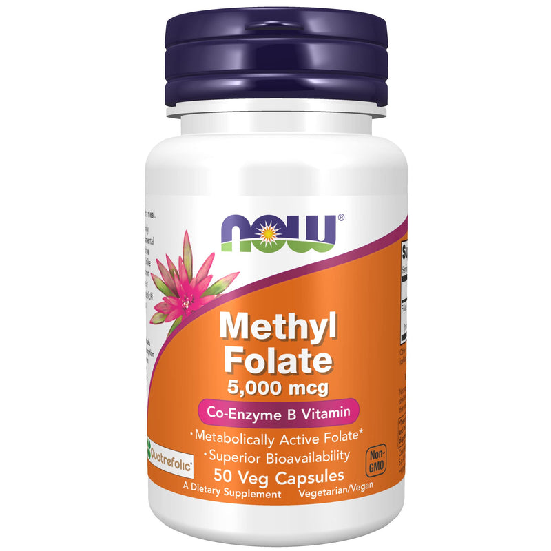 [Australia] - NOW Supplements, Methyl Folate 5000 mcg, Superior Bioavailability, 50 Veg Capsules 