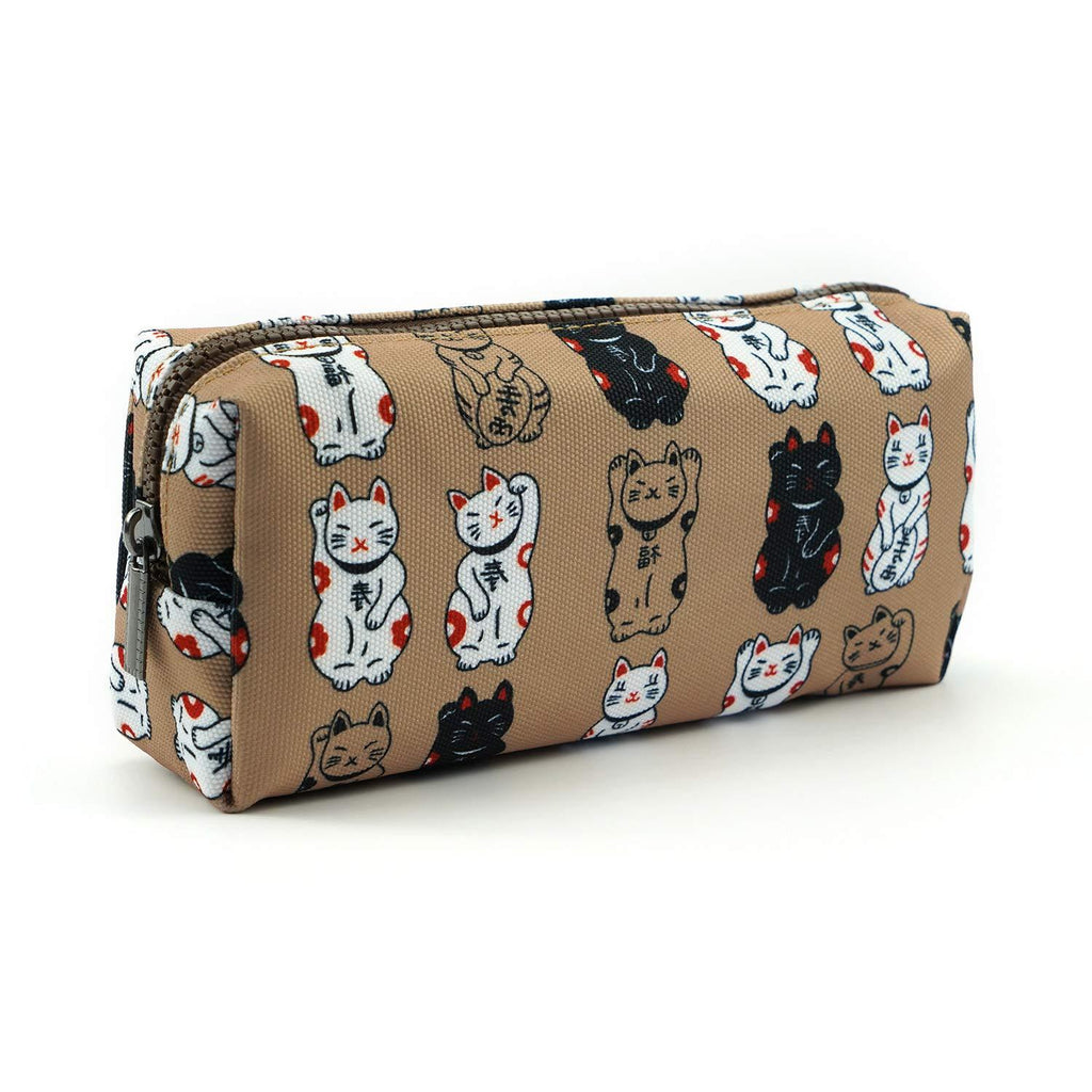 [Australia] - Lucky Japanese Cat Pencil Case Cute Maneki Neko Cat Pencil Bag Pouch Case Makeup Cosmetic Bag Kawaii Gadget Box Stationary gray 