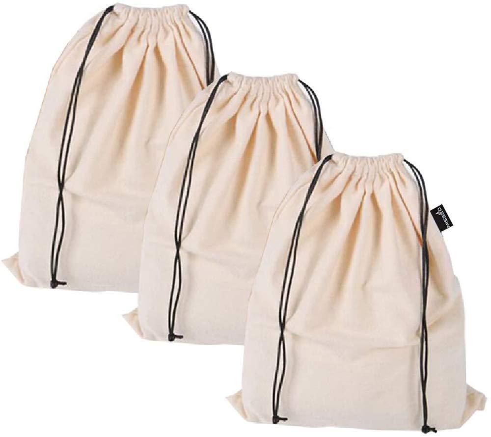 [Australia] - MISSLO Set of 3 Cotton Breathable Dust-proof Drawstring Storage Pouch Multi-functional Bag. Pack 3 S Small 
