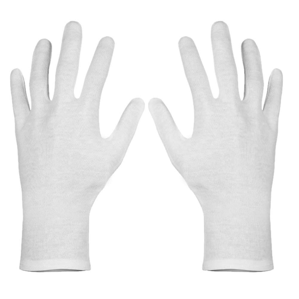 [Australia] - Paxcoo 6 Pairs XL White Cotton Gloves for Dry Hand Moisturizing Cosmetic Eczema Hand Spa and Coin Jewelry Inspection 