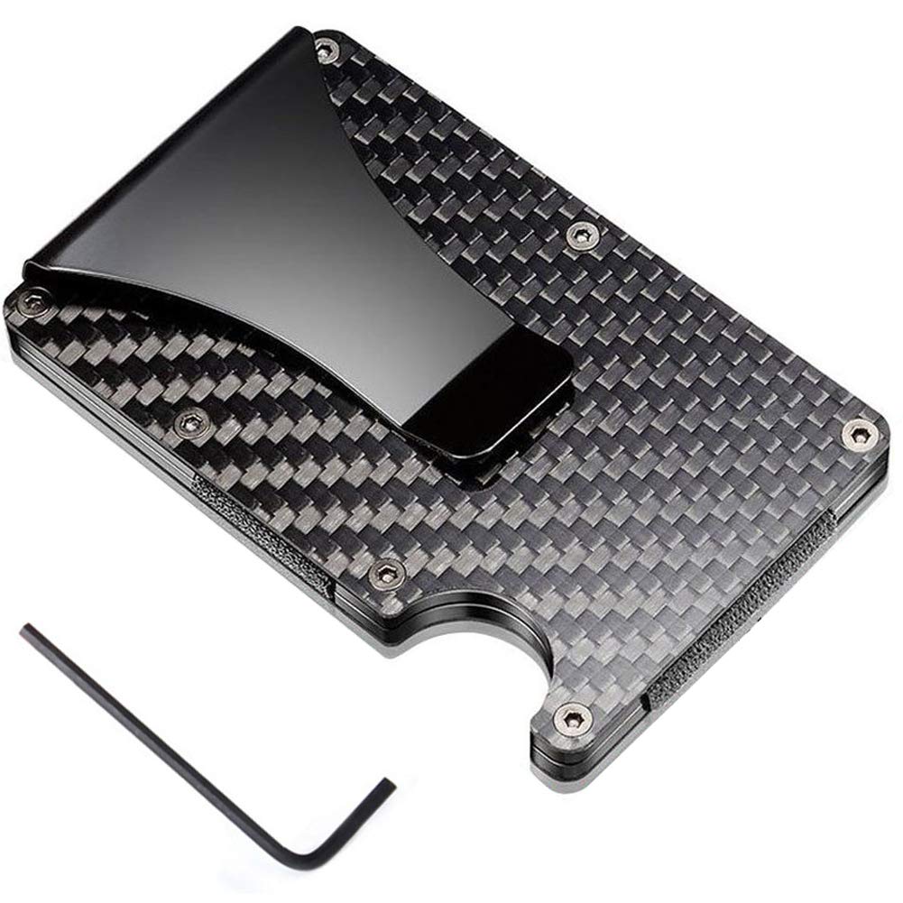 [Australia] - WeYingLe Carbon Fiber Slim Wallet Credit Card Holder RFID Blocking Anti Scan Metal Cash Clip 