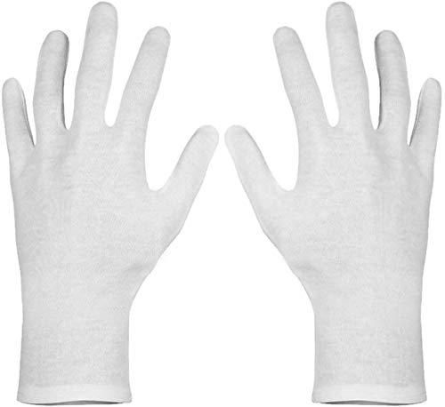 [Australia] - Paxcoo 12 Pairs XL White Cotton Gloves for Dry Hand Moisturizing Cosmetic Eczema Hand Spa and Coin Jewelry Inspection 