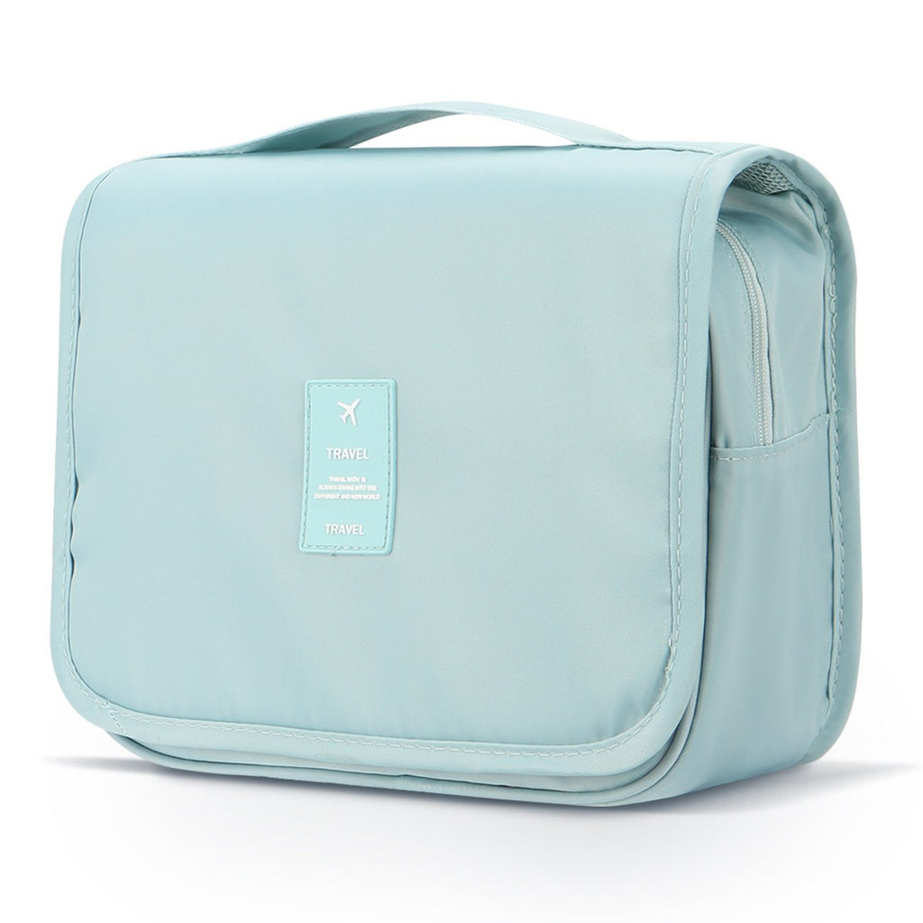 [Australia] - Mossio Hanging Toiletry Bag - Large Cosmetic Makeup Travel Organizer for Men & Women with Sturdy Hook Sky Blue 