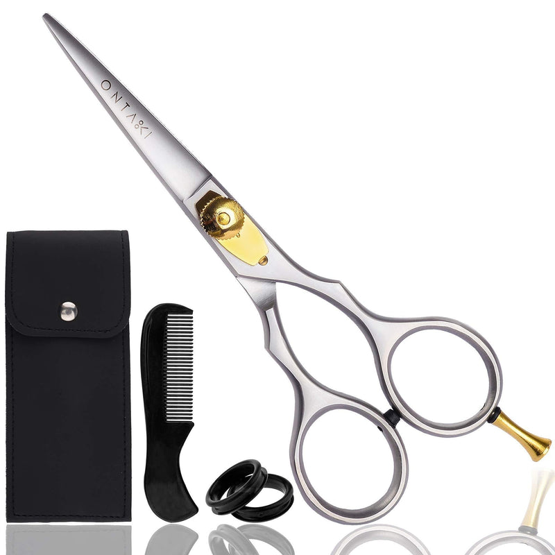 [Australia] - ONTAKI Premium Hand Forged Barber Salon Japanese Steel Beard Mustache Hair Shears Scissors for Bangs Haircuts 5.0 