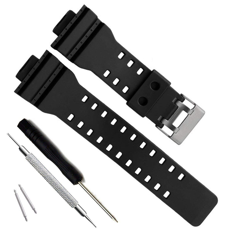 [Australia] - OliBoPo Natural Resin Replacement Watch Band Strap for Casio Mens G-Shock GD120/GA-100/GA-110/GA-100C Black 